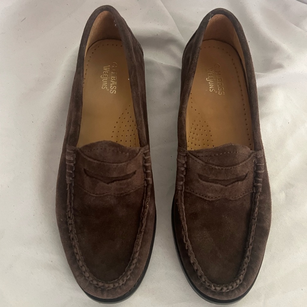 G.H.BASS WEEJUNS WHITNEY BROWN SUEDE LOAFER SHOES  $195 US 8.5 NEW
